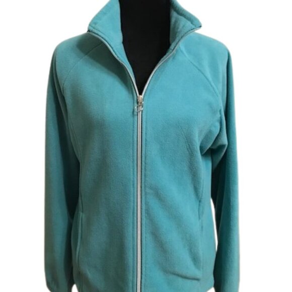 Blair Women's Scandia Fleece Teal Zip Front Jacket Size Small - Picture 2 of 7